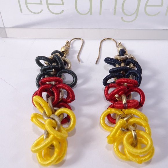Lee Angel Color Block Ribbon Circles Link Drop earrings NWT 120 - Picture 9 of 15